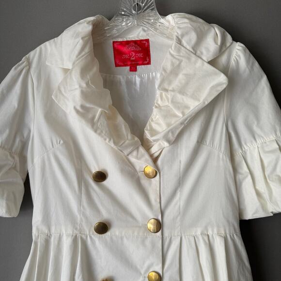 M2M sz 8 or L cream button down 100% cotton short sleeve fairy Coat - Picture 2 of 9